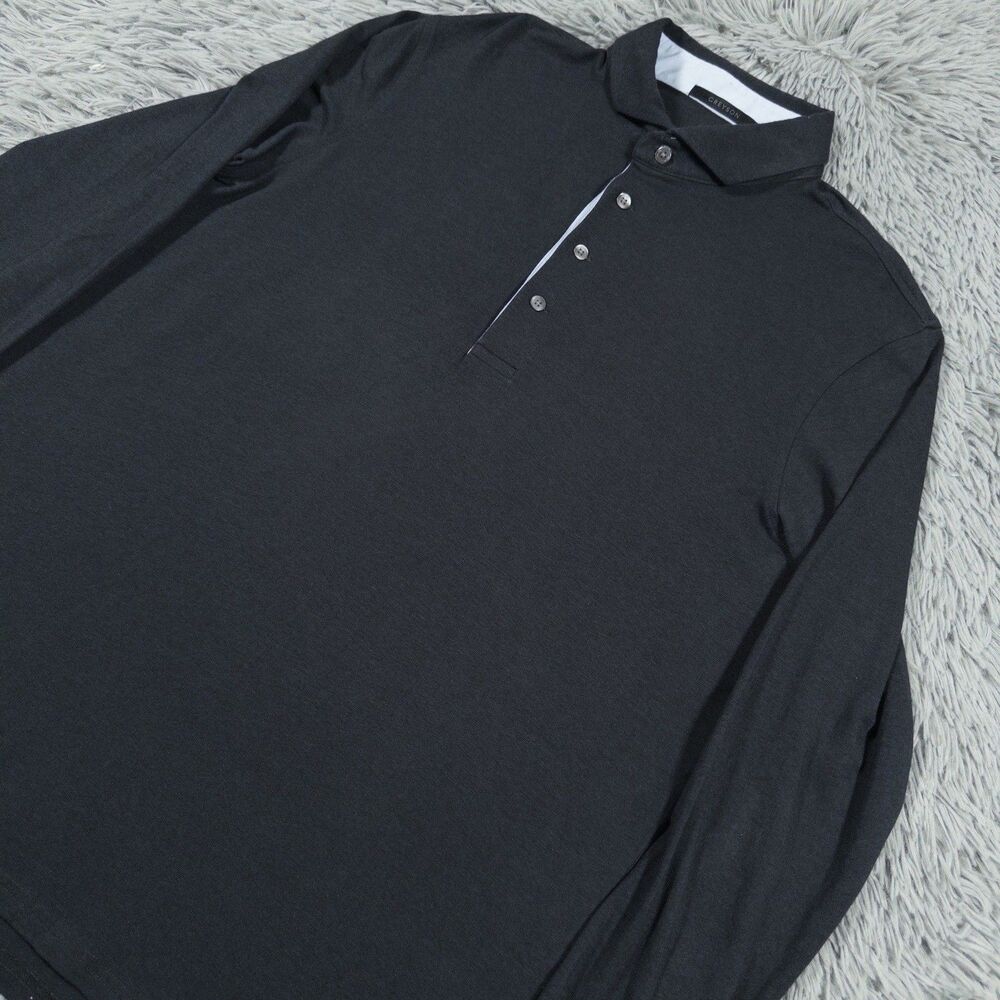 Greyson Shirt Large Gray Charcoal Polo Apache Golf Performance Stretch Pima Mens